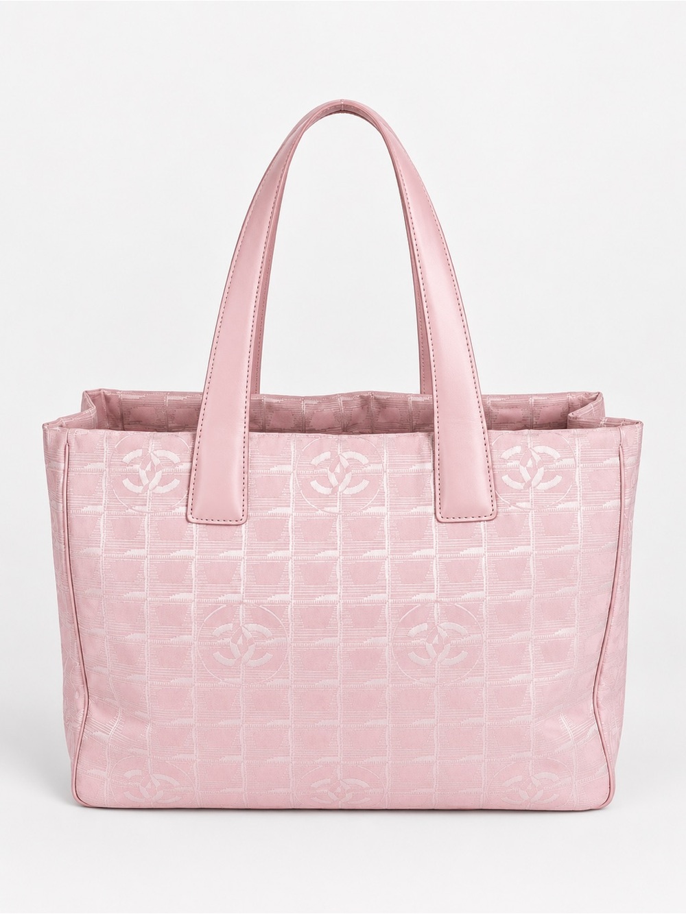 CHANEL Pink CC logo Travel  Ligne Tote